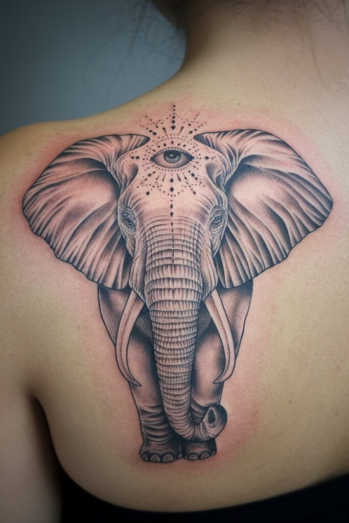 All-Seeing Eye Elephant Back Tattoo