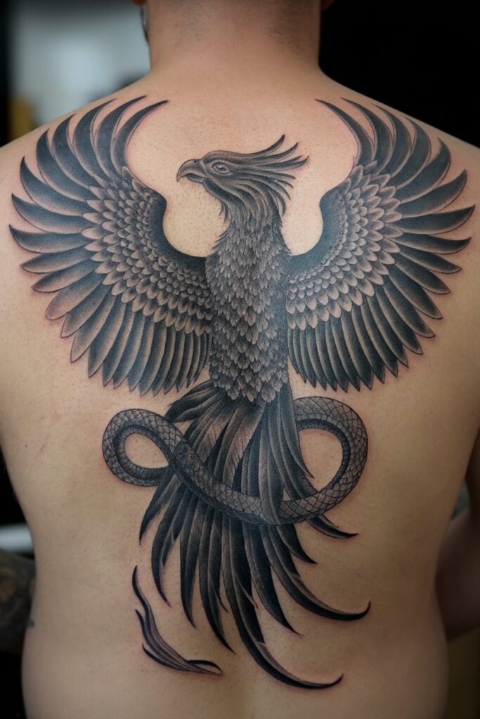 Phoenix Back Tattoo Bold and Fierce Design