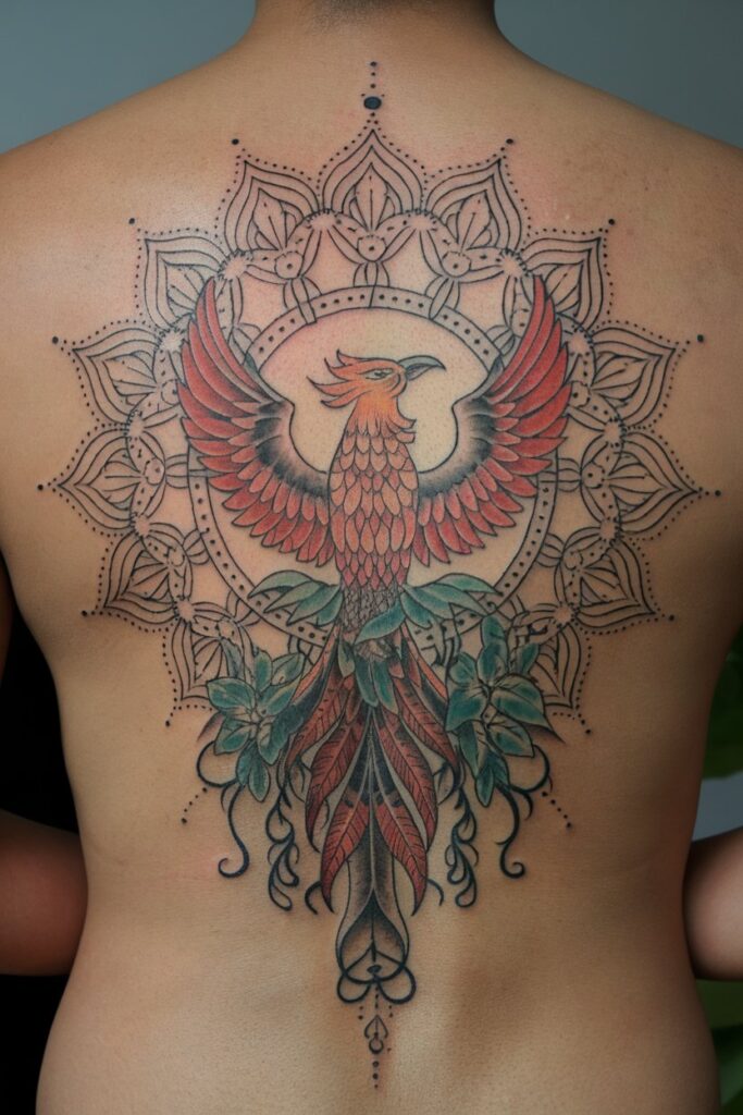 Phoenix Back Tattoo Bold and Powerful Design