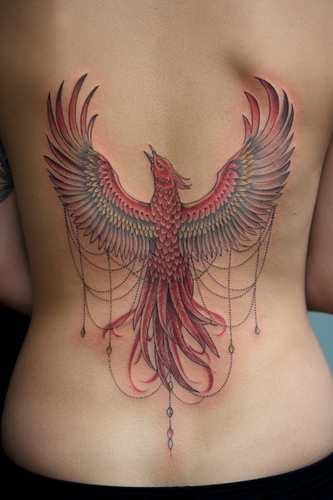 Phoenix Back Tattoo Ornate and Majestic Design