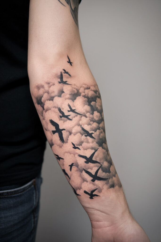 Birds in Flight Tattoo