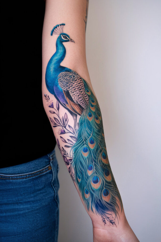 Peacock Sleeve Tattoo 