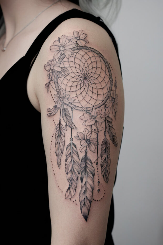 Dreamcatcher Floral Tattoo