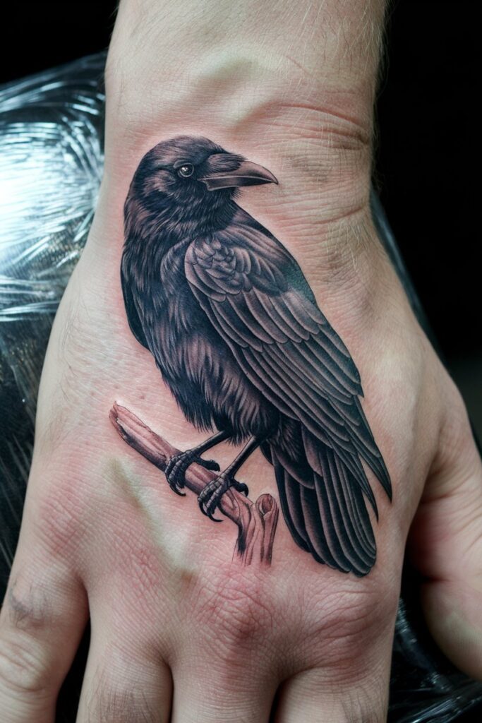 Realistic Raven Tattoo for a Mysterious Look