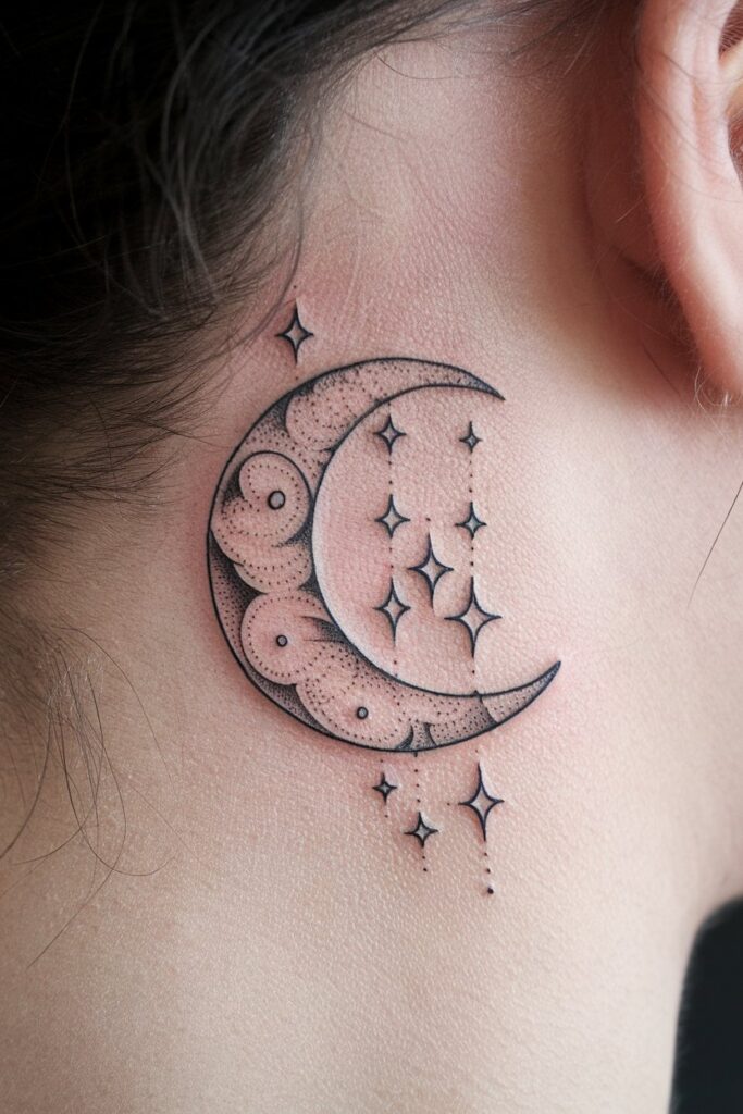 Celestial Crescent Tattoo