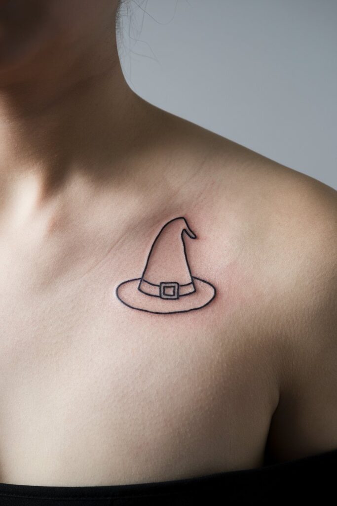 Minimal Witch Hat Tattoo