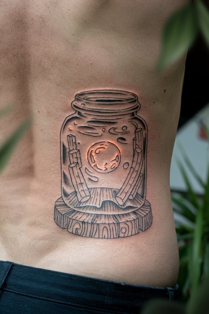 Moon in a Mason Jar Tattoo