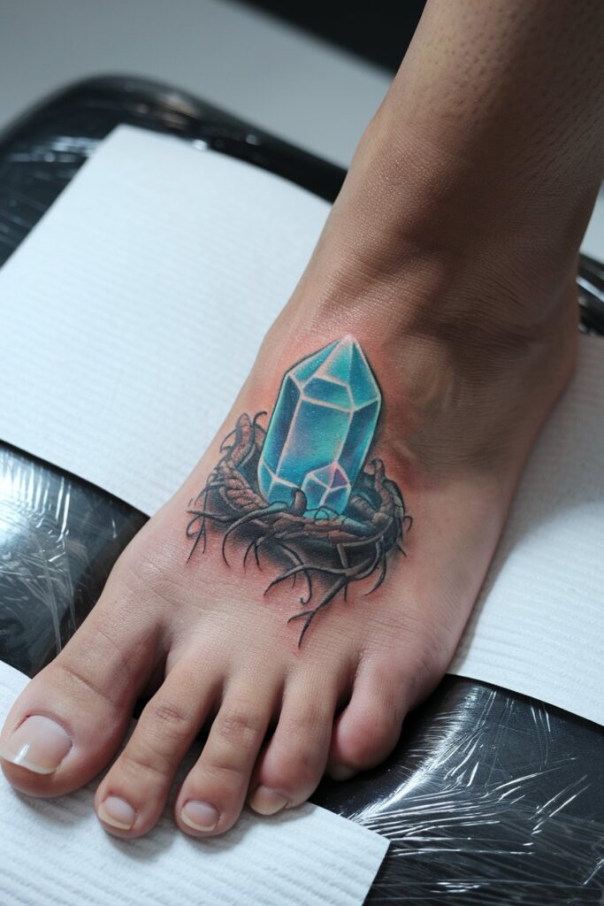 Crystal Nest Tattoo on Foot