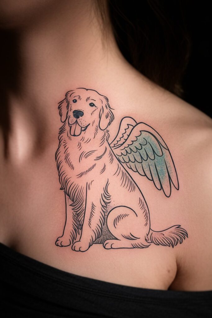 Golden Retriever Angel Wings Tattoo