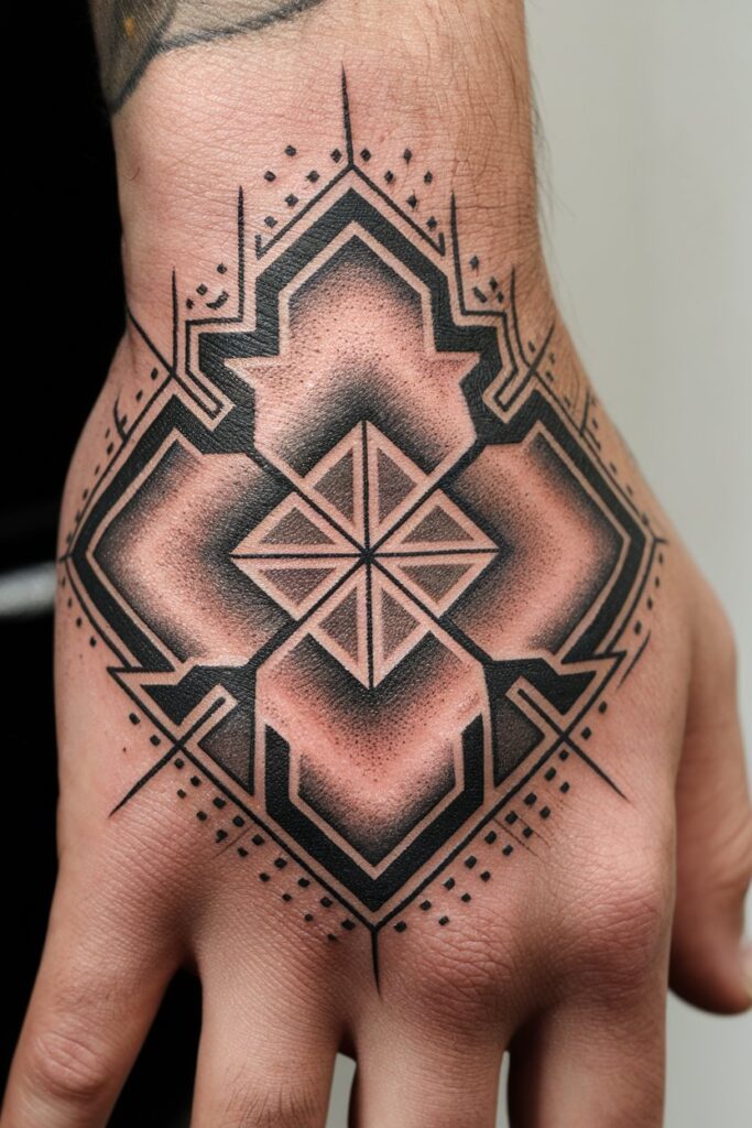 Geometric Hand Tattoo Design