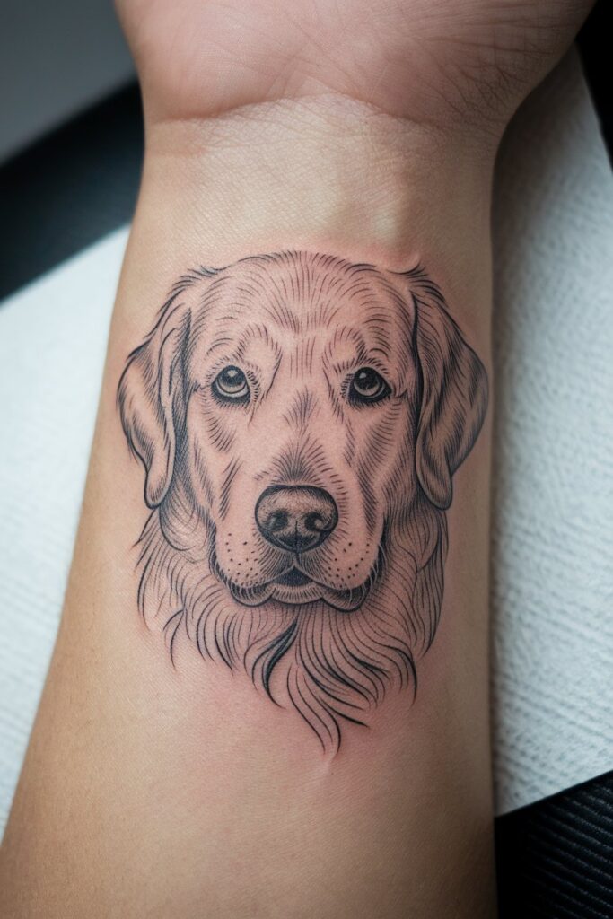 Golden Retriever Portrait Tattoo