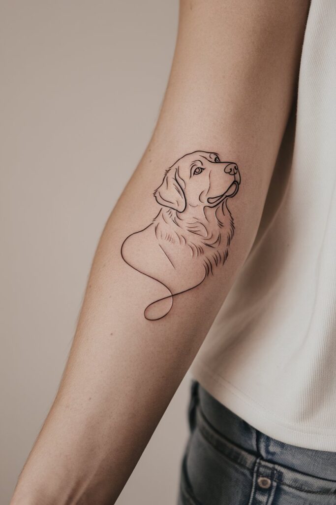 7. Elegant Dog Outline Tattoo