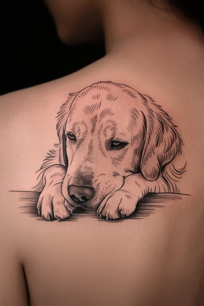 Thoughtful Golden Retriever Tattoo