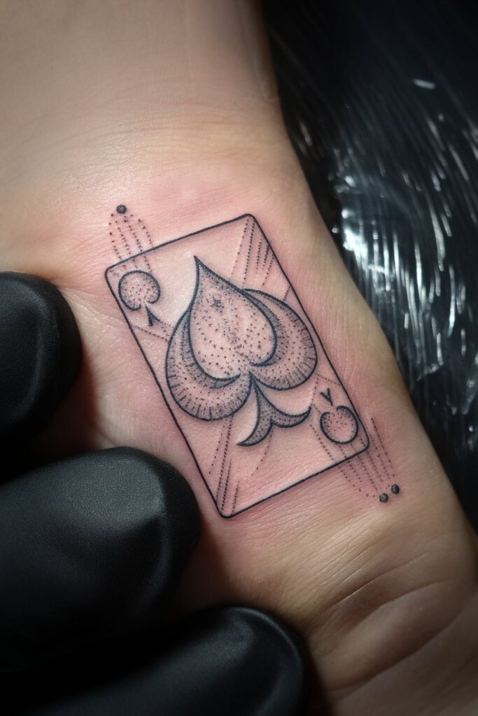 Minimalist Spade Card Tattoo