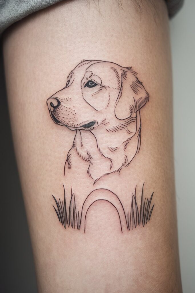 Minimalistic Dog Tattoo with Subtle Arch