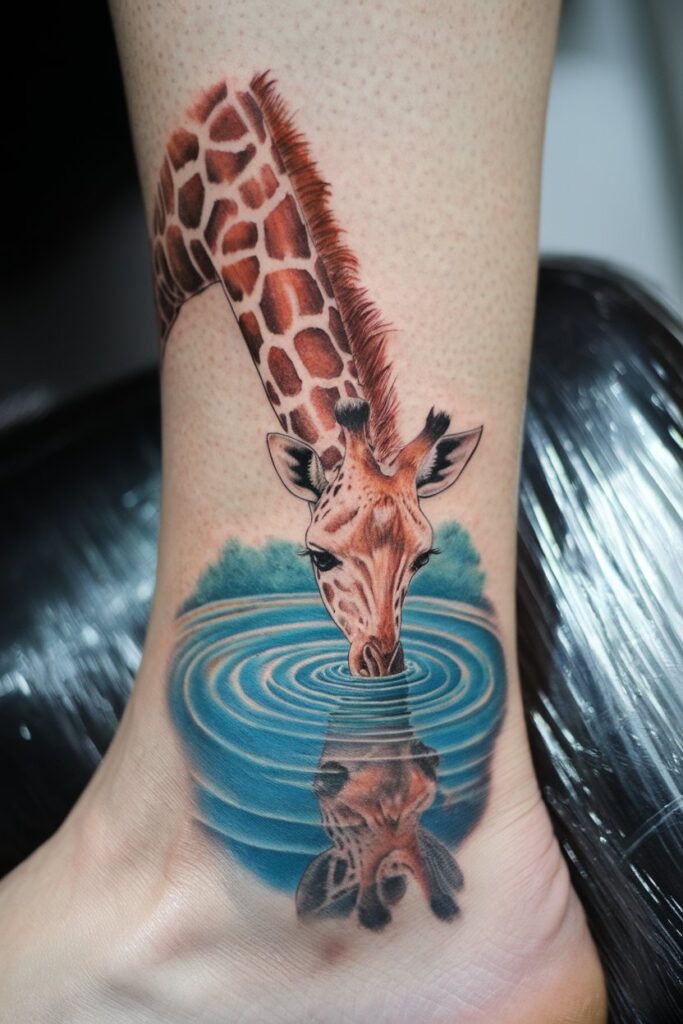 Giraffe Reflection Tattoo