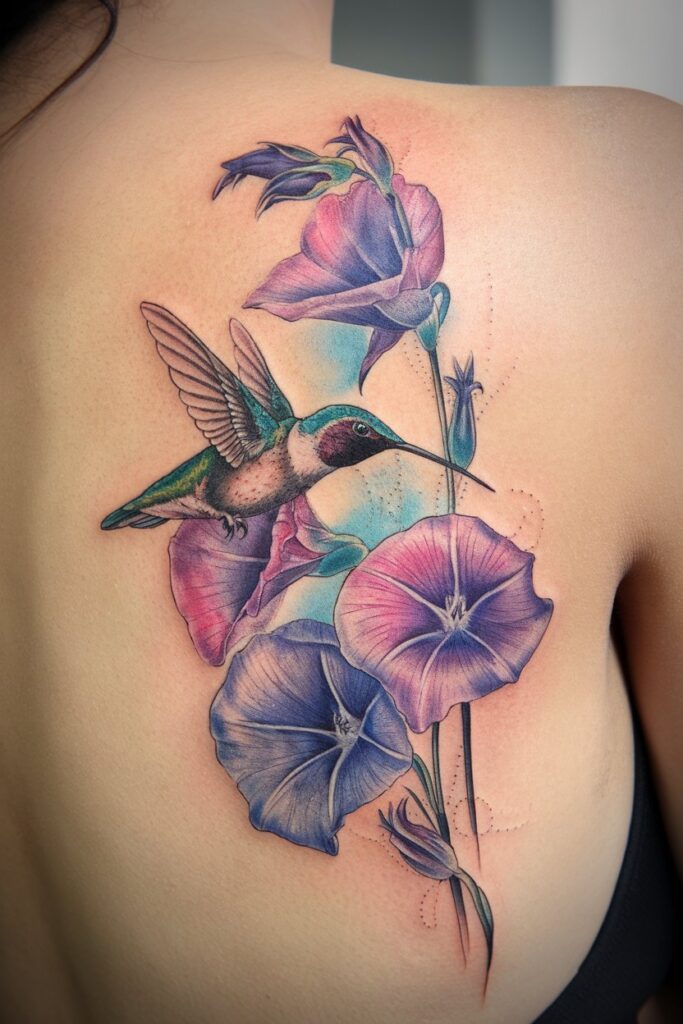 Hummingbird and Morning Glory