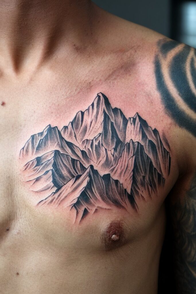 Mountain Range Clavicle Tattoo