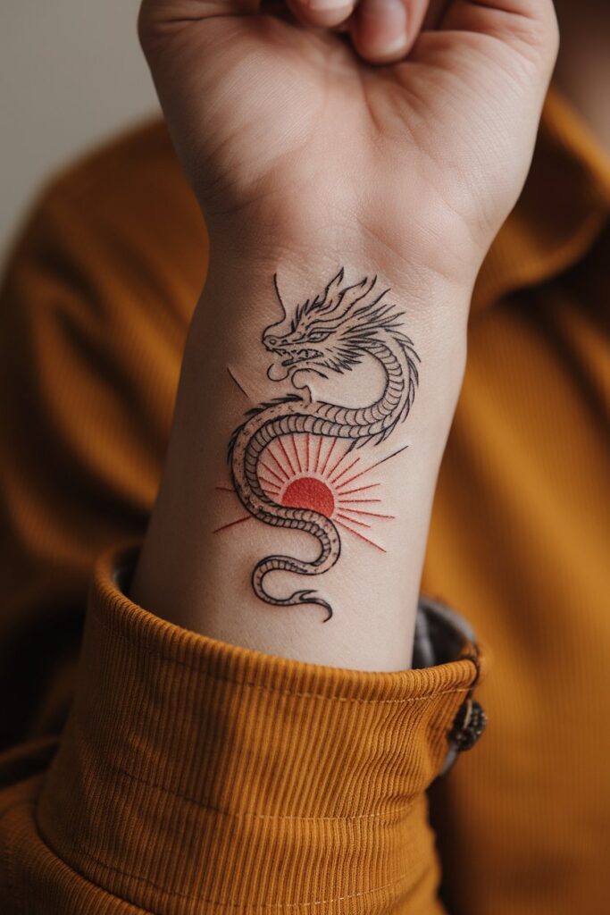 Dragon Spirit in Fine Line Tattoo