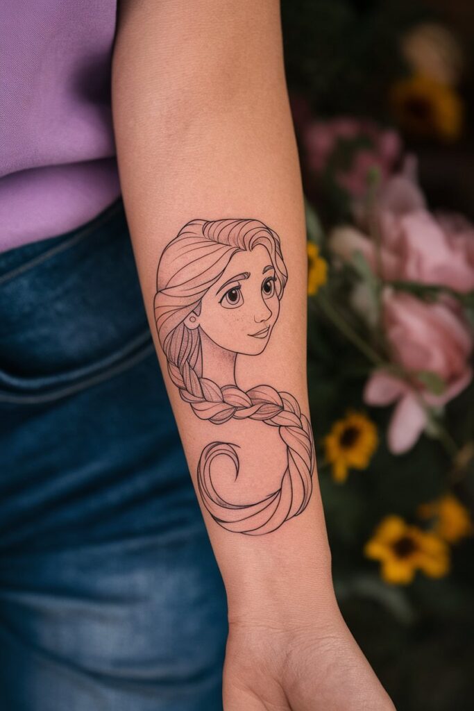 Minimalist Disney Tattoo for Fans of Rapunzel