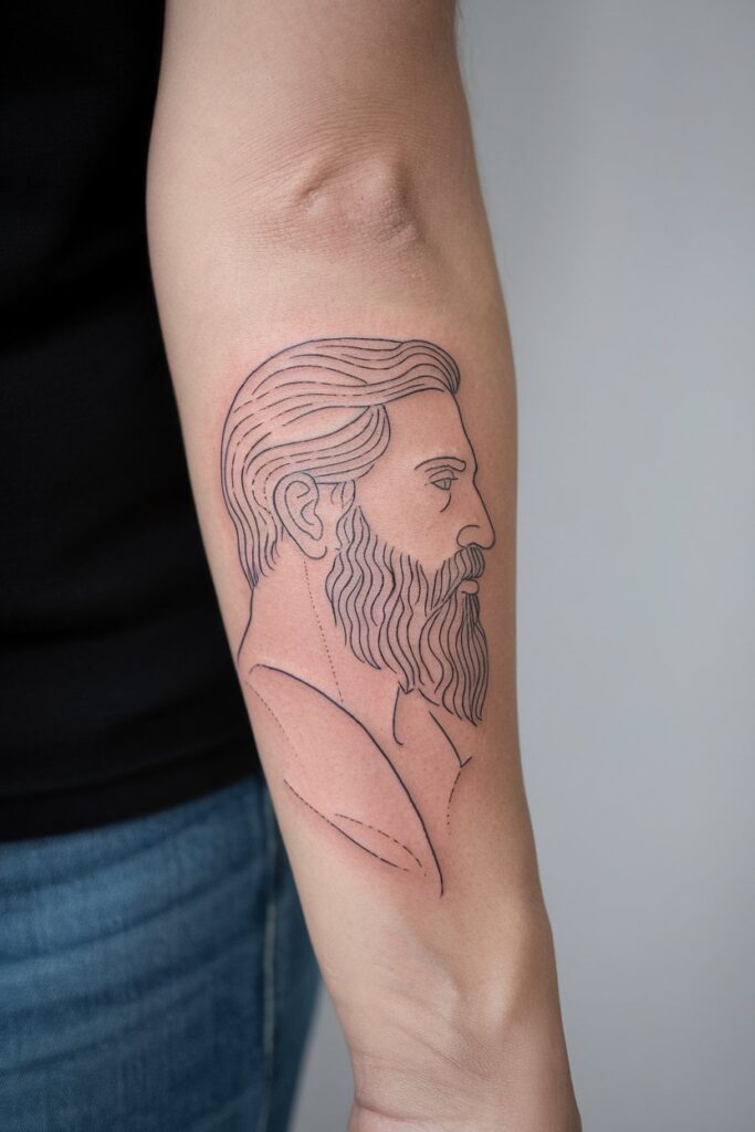 Minimalist Zeus Tattoo Design on Forearm