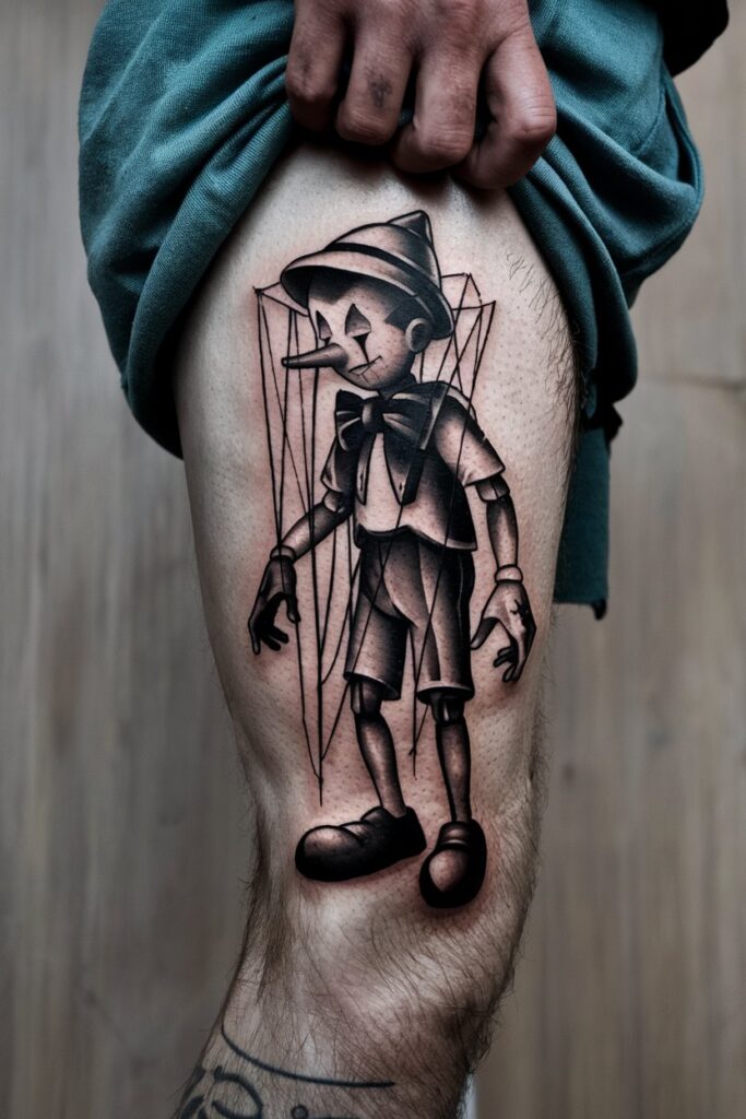 Dark Pinocchio Tattoo with Puppet Strings