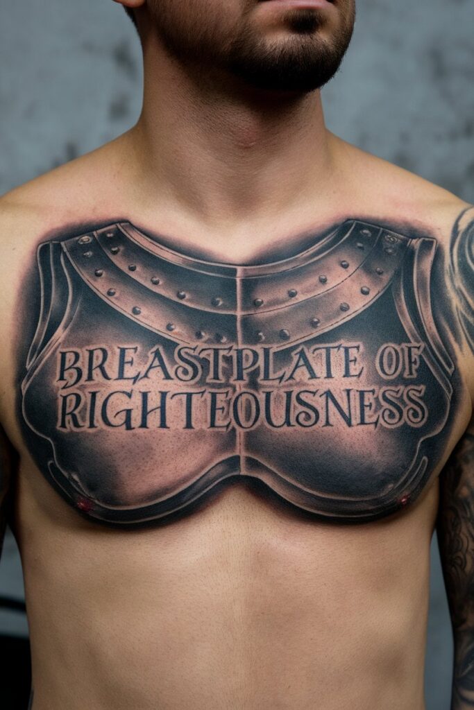 Breastplate of Righteousness Chest Tattoo