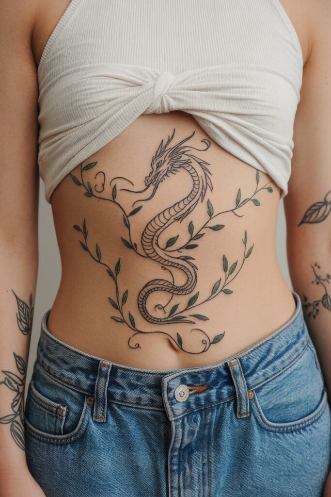 Dragon and Vines Tattoo Nature