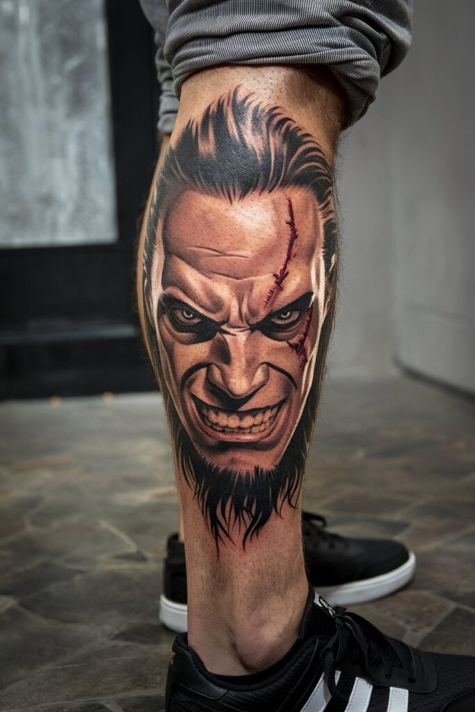 Fierce Villain Tattoo Bold Expression and Sharp Detail