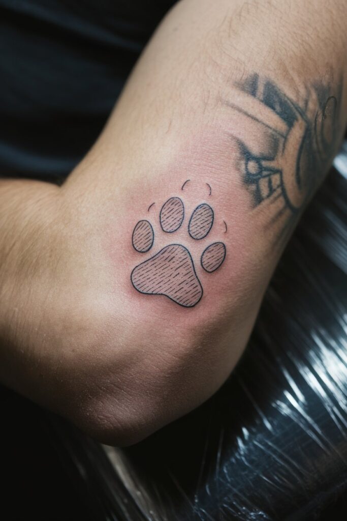 Small Dog Paw Tattoo with Simple Line Work