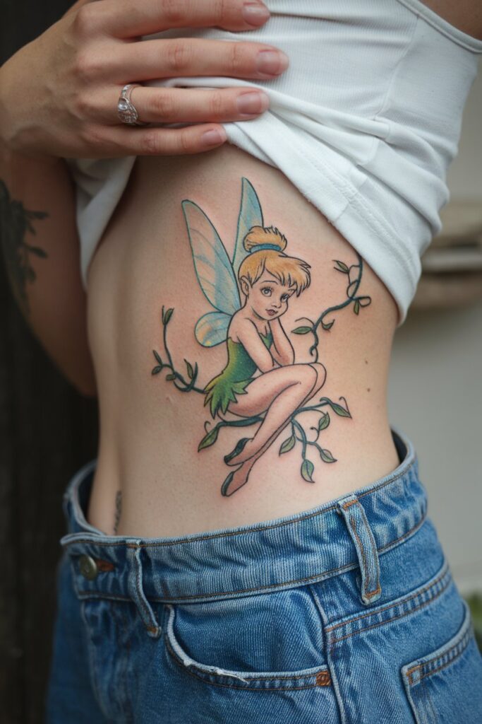 Tinkerbell Rib Tattoo Design