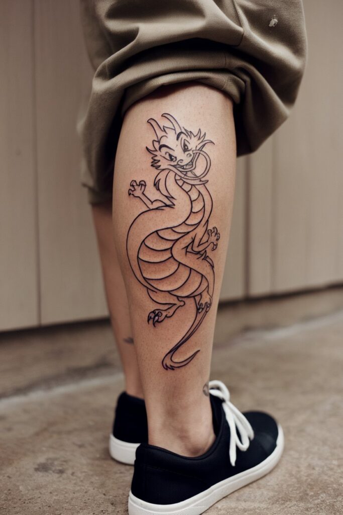 Playful Dragon Tattoo with Bold Lines