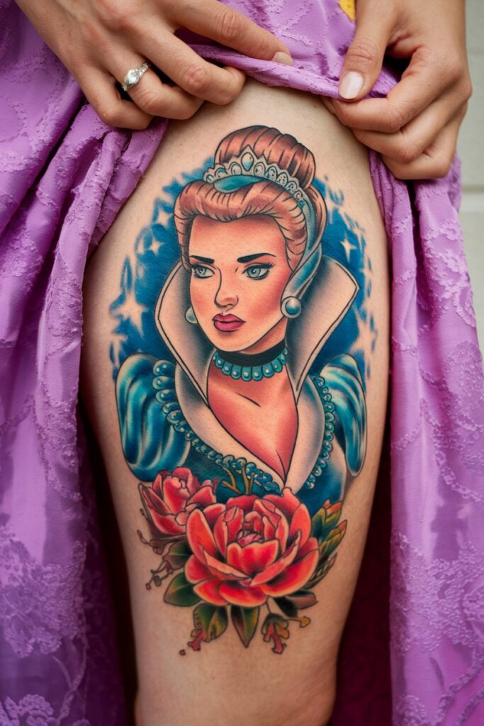 Princess Tattoo A Royal Design with Bold Colors