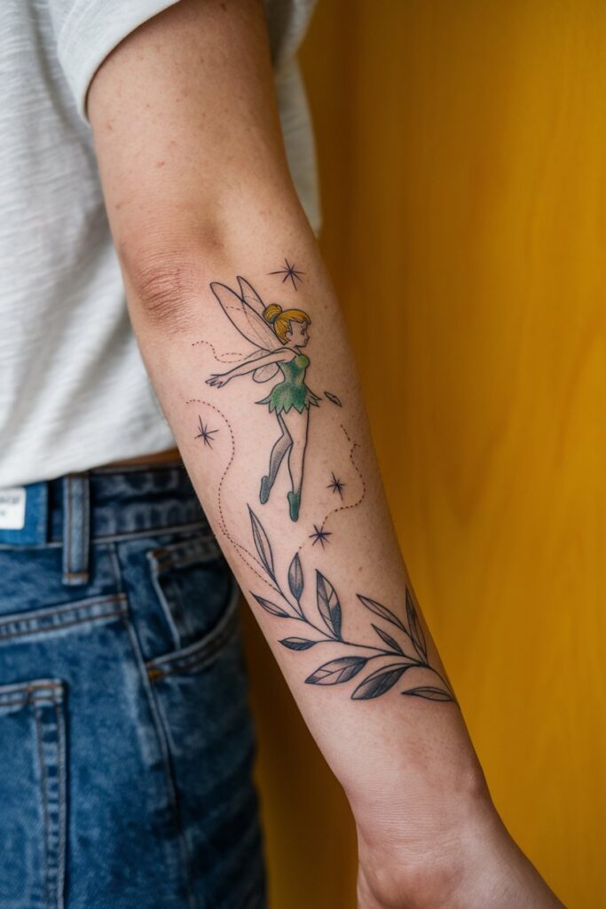 Tinkerbell Forearm Tattoo Design