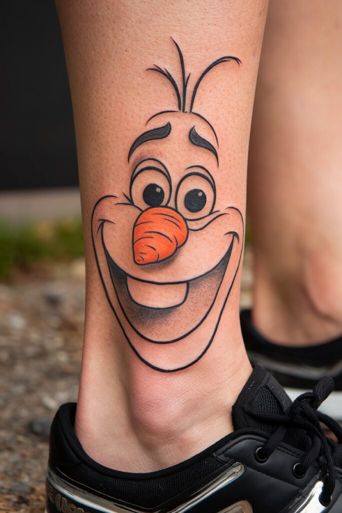 Fun Olaf Tattoo Bringing Winter Cheer