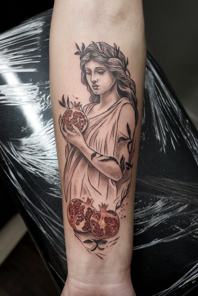 14. Goddess with Pomegranate Tattoo