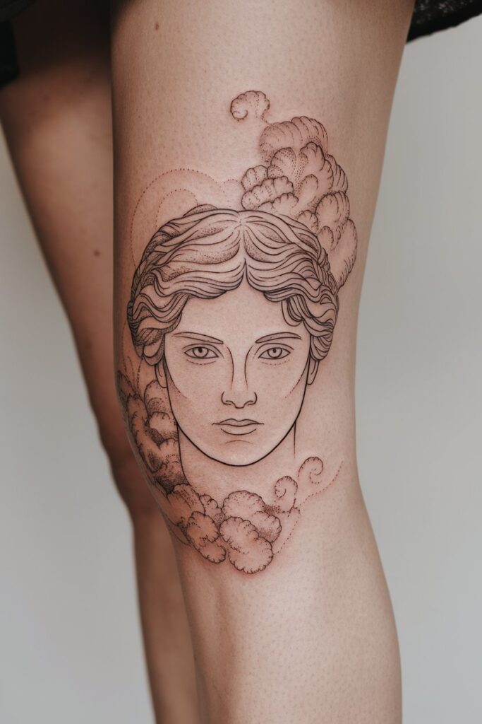 14. Hera Portrait Tattoo with Cloud Details