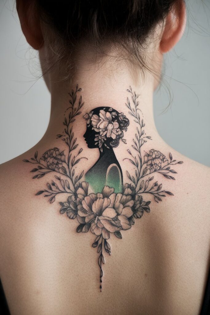 16. Floral Silhouette Tattoo