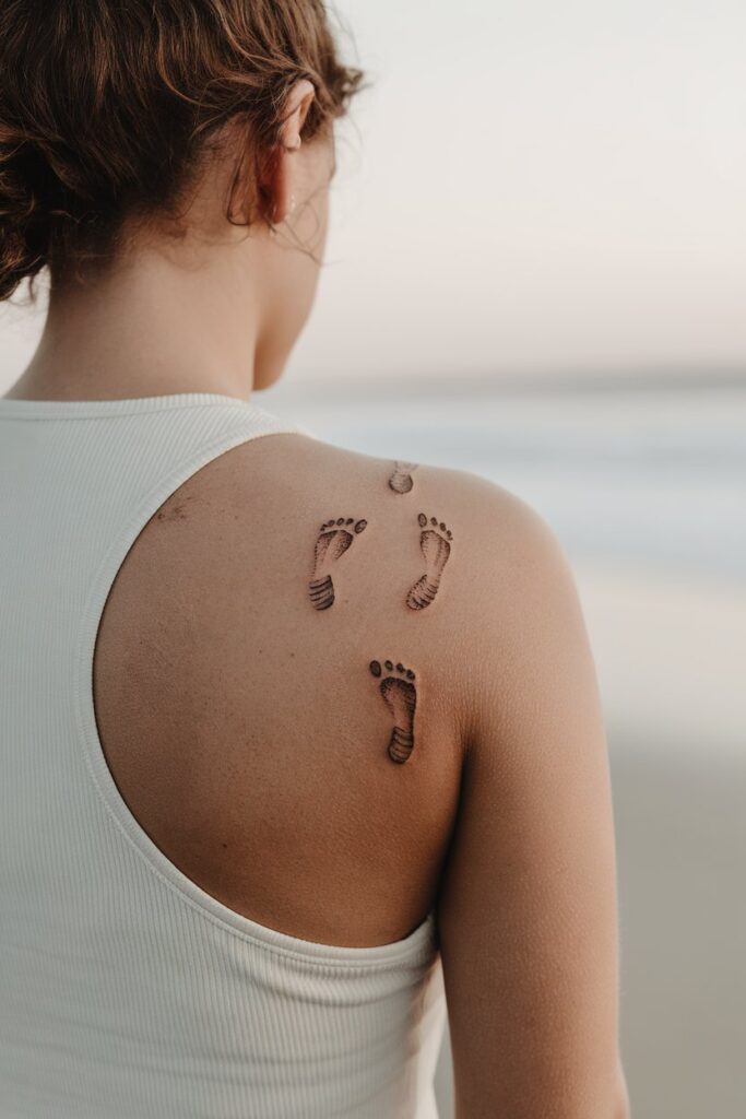 Footprints Tattoo on the Shoulder
