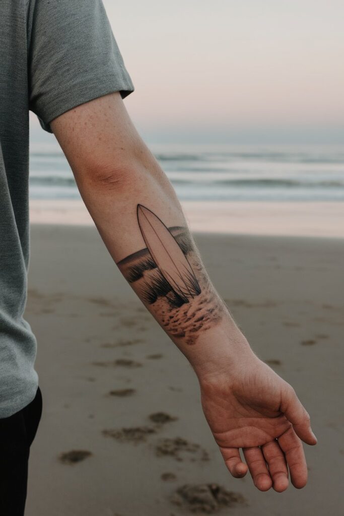 Surfboard Tattoo for Ocean Enthusiasts