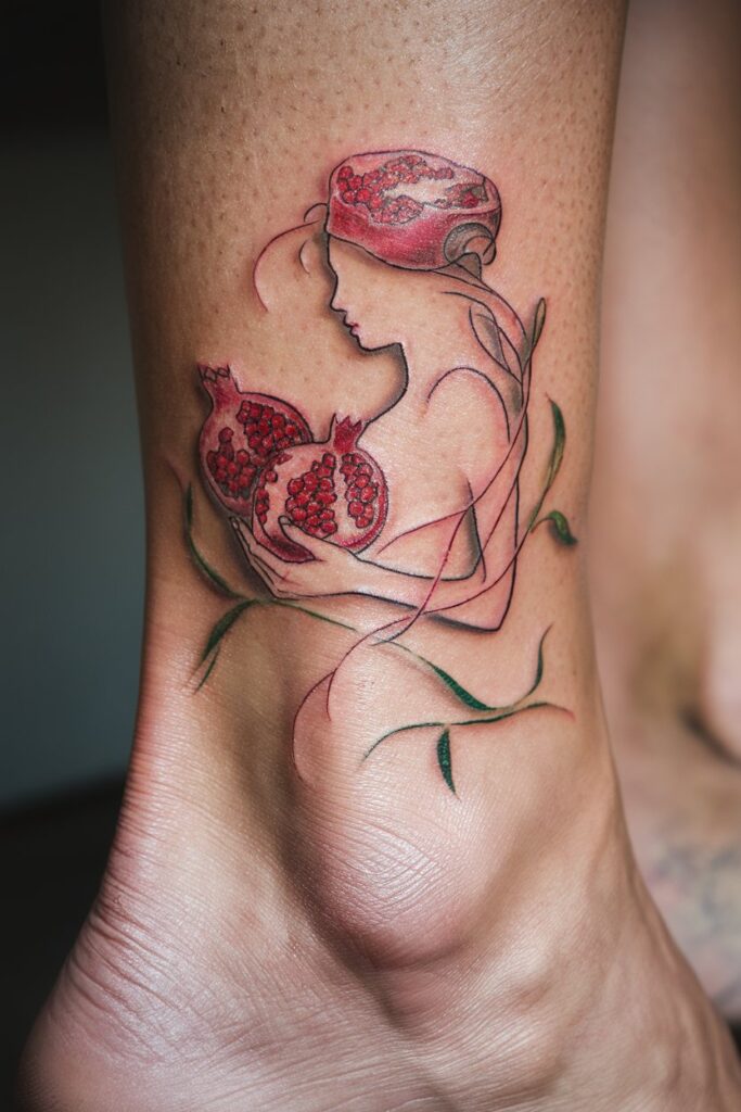 17. Minimalist Pomegranate Silhouette Tattoo