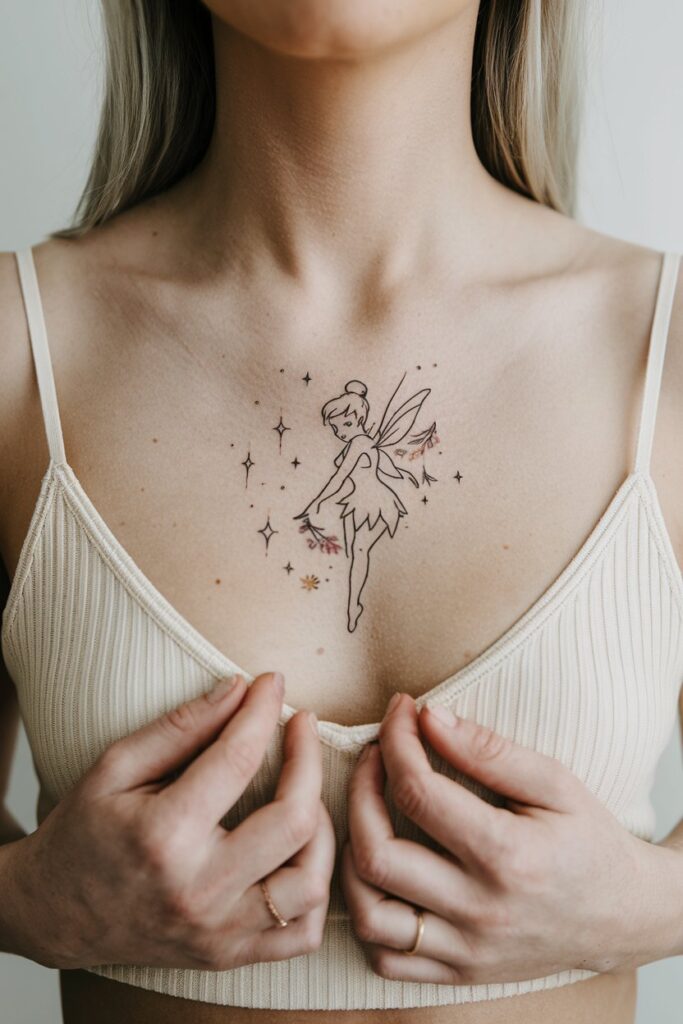 Tinkerbell Chest Tattoo Design