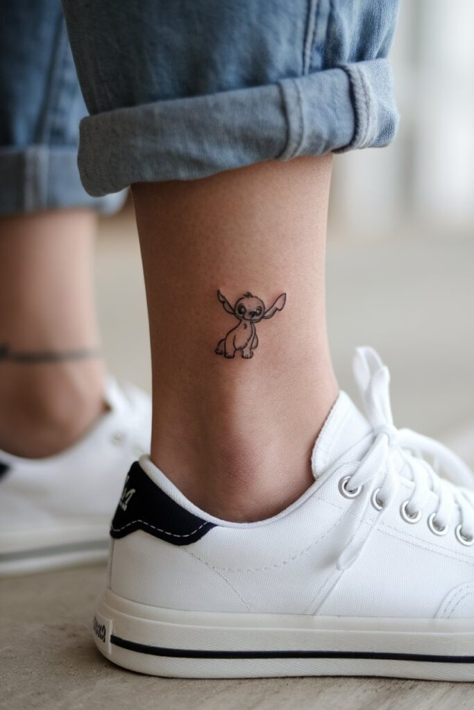 Adorable Stitch Ankle Tattoo