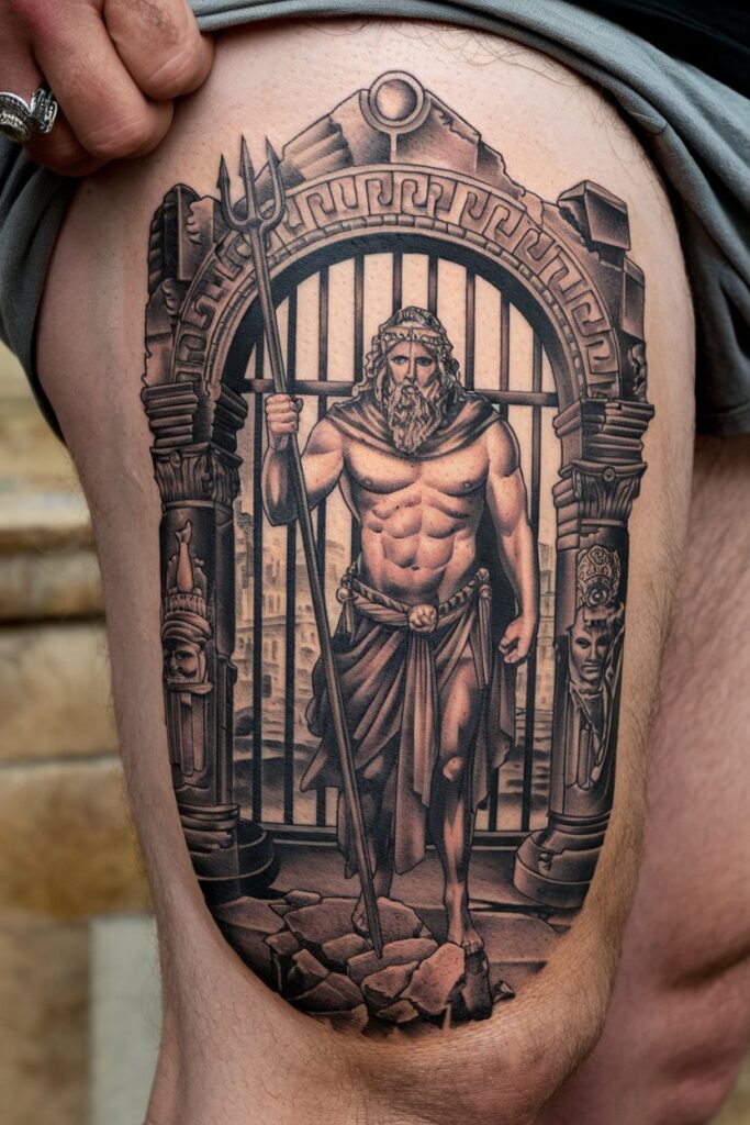 Poseidon Stepping Through the Gates Tattoo