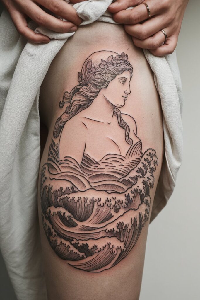 Serene Aphrodite Ocean Tattoo