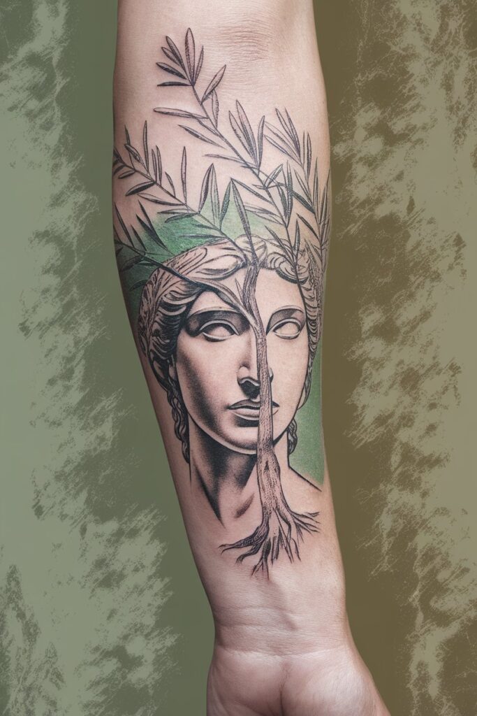 20. Nature-Inspired Face and Tree Tattoo