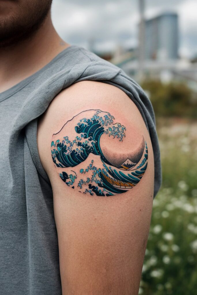 Classic Wave Tattoo for Ocean Enthusiasts