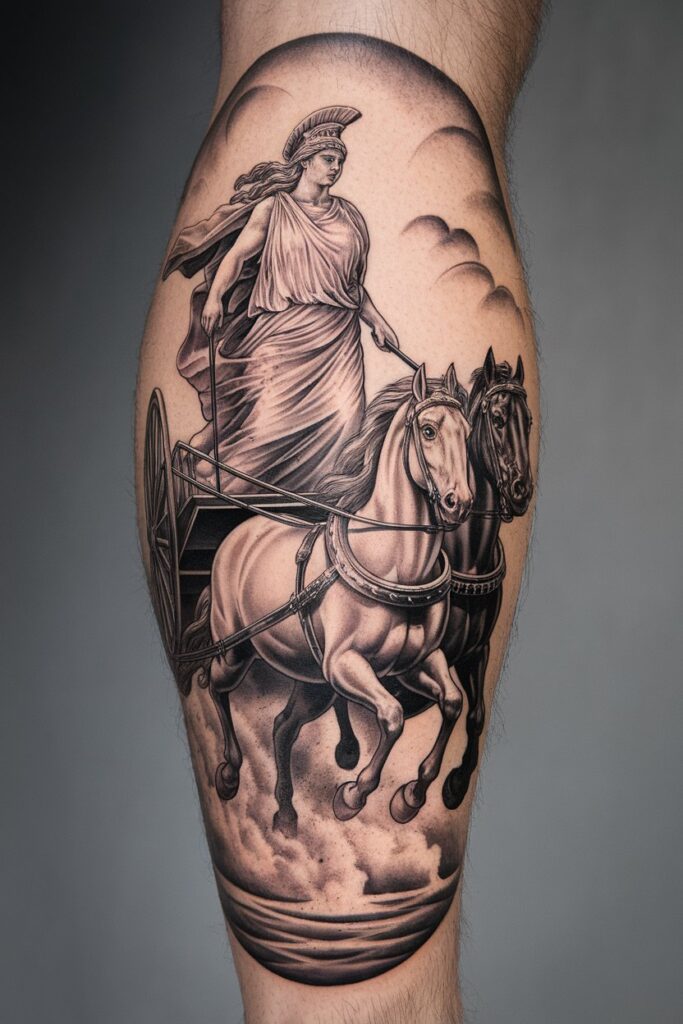 3. Athena in a Chariot Tattoo