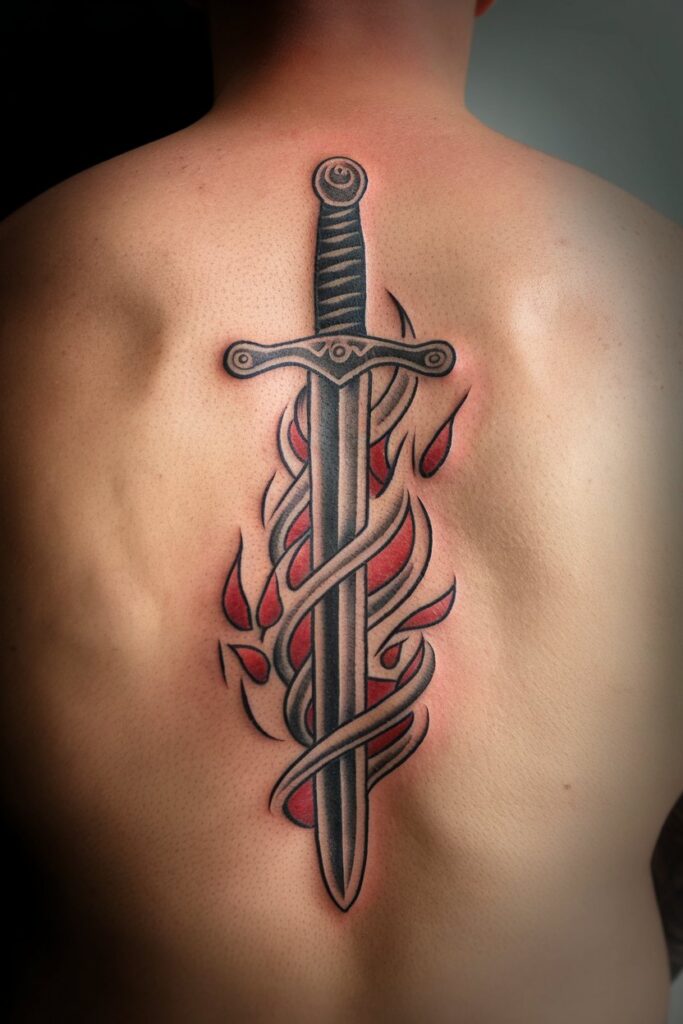 Flaming Sword of the Spirit Tattoo