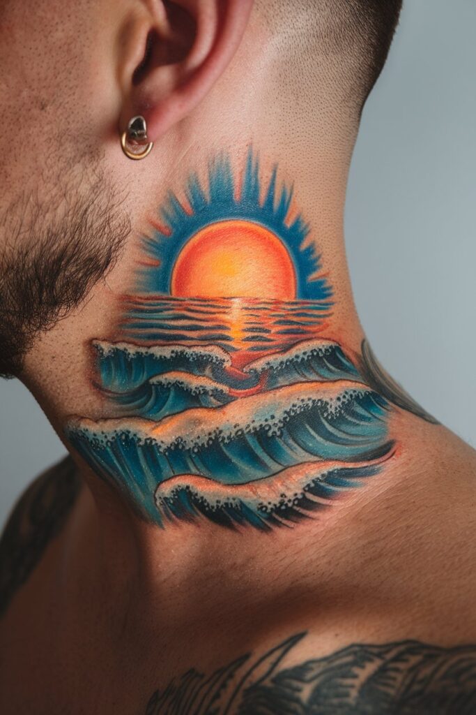 Sunset and Waves Tattoo for Ocean Dreamers